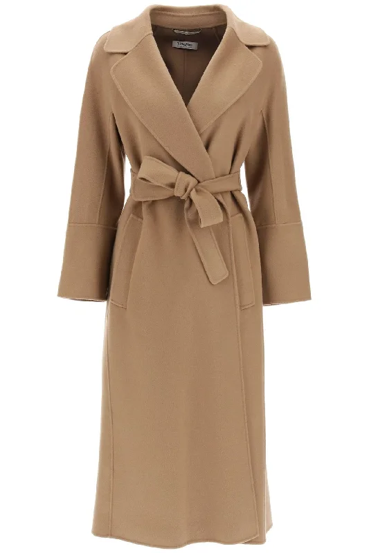 Elisa Coat In Virgin Wool  - Beige Buttoned Peplum Coat