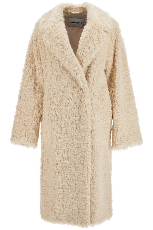 Nicole Faux Fur Coat  - Beige Classic Trench Coat