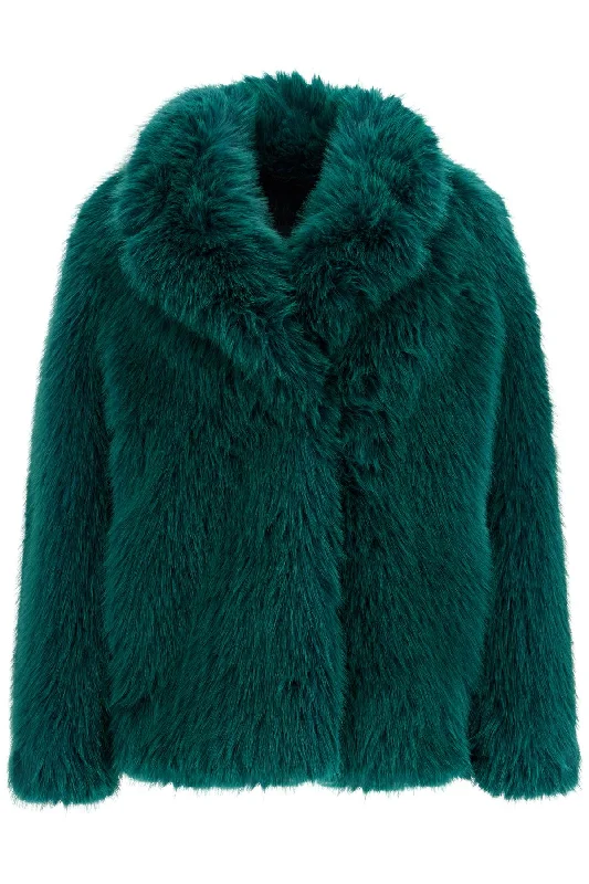 Short Hunter Coat In Faux Fur  - Green Lightweight Windbreaker