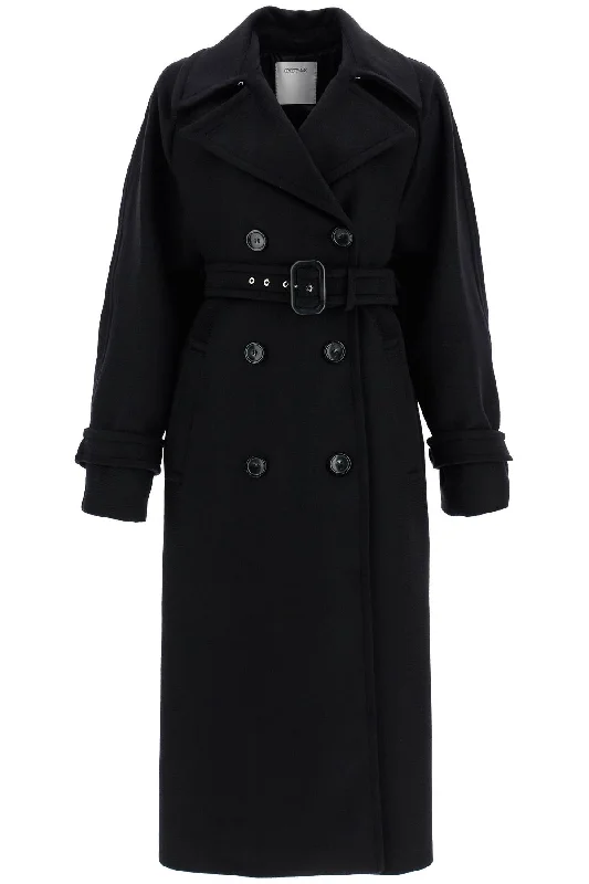 'leandro' Long Coat In Pure  - Black Checkered Wool Shacket
