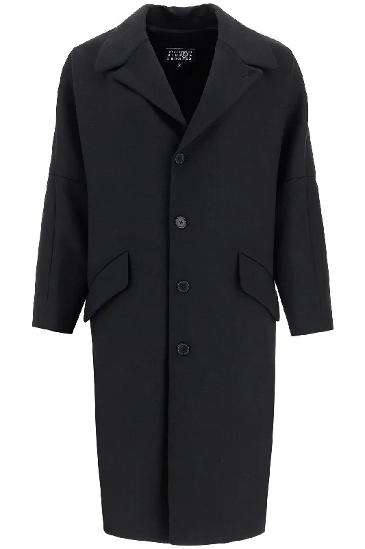"oversized Wool Blend Coat  - Black Bold Color Block Coat