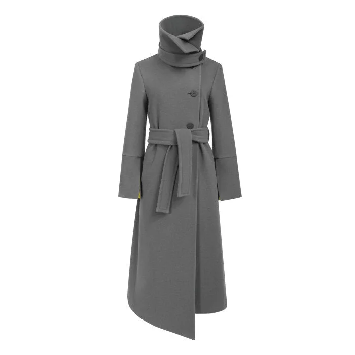 Aner Grey Wool Coat Modern Asymmetric Coat