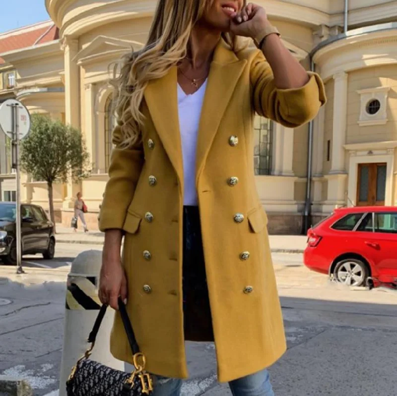 Elegant Vintage Double-Breasted Trench Coats for Women with Notch Collar Soft Cashmere Wrap Elegant Vintage Double-Breasted Trench Coats for Women with Notch Collar Soft Cashmere Wrap