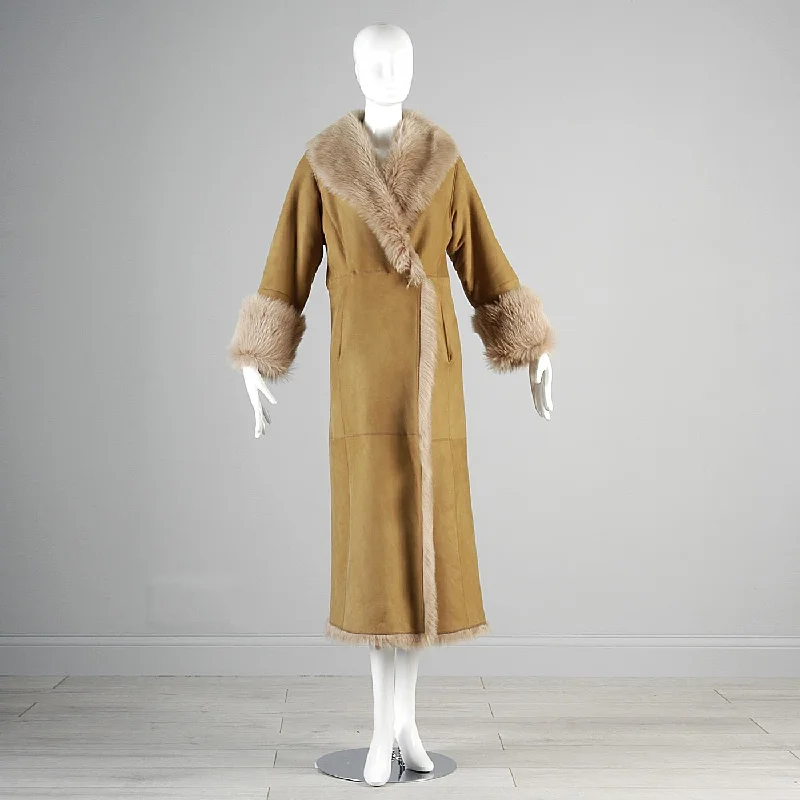 Bohemian Cole Haan Leather & Shearling Coat Collared Pea Coat
