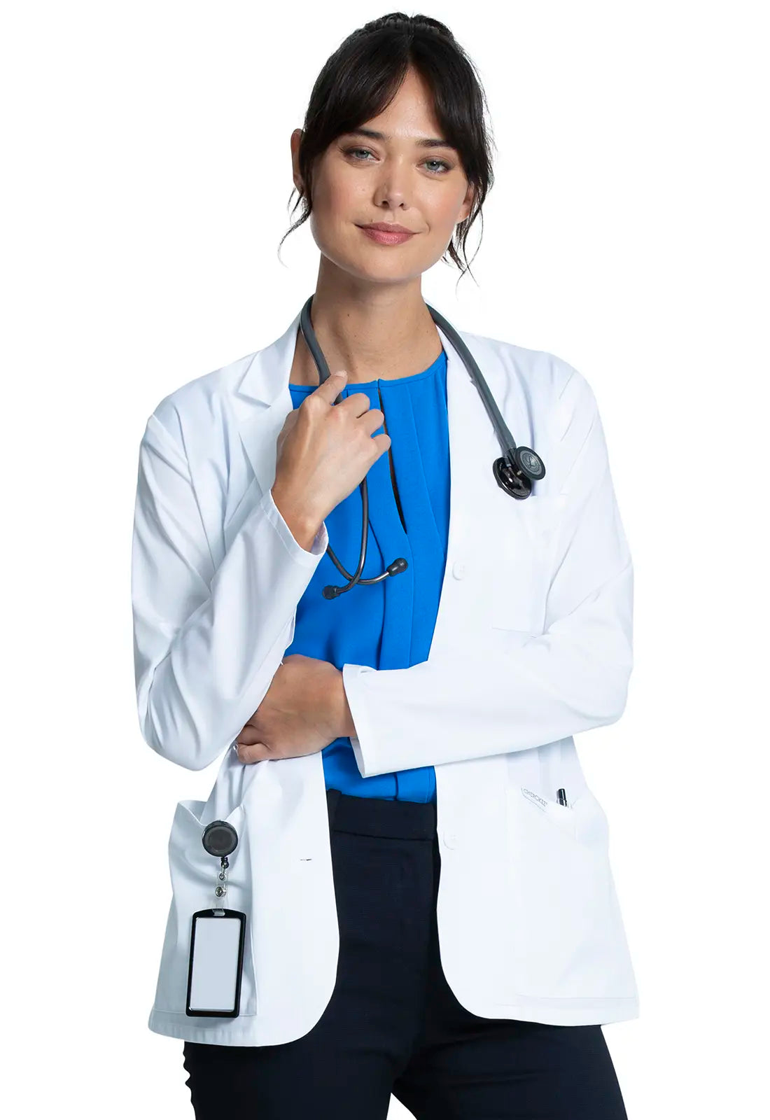 Cherokee Women's 28" Consultation Coat - White Military-Inspired Jacket