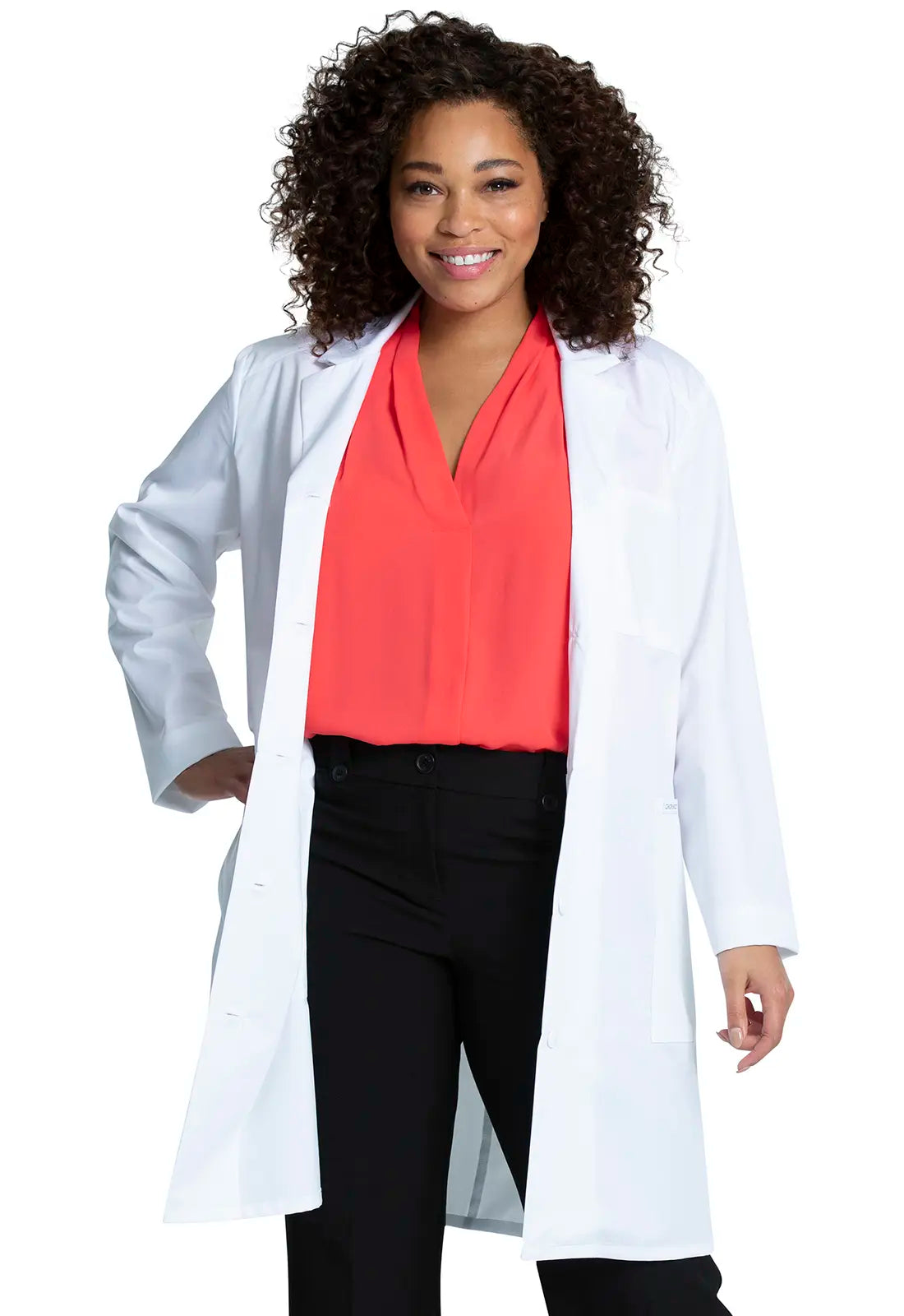 Cherokee Women's 37" Lab Coat - White Luxe Faux Fur Coat