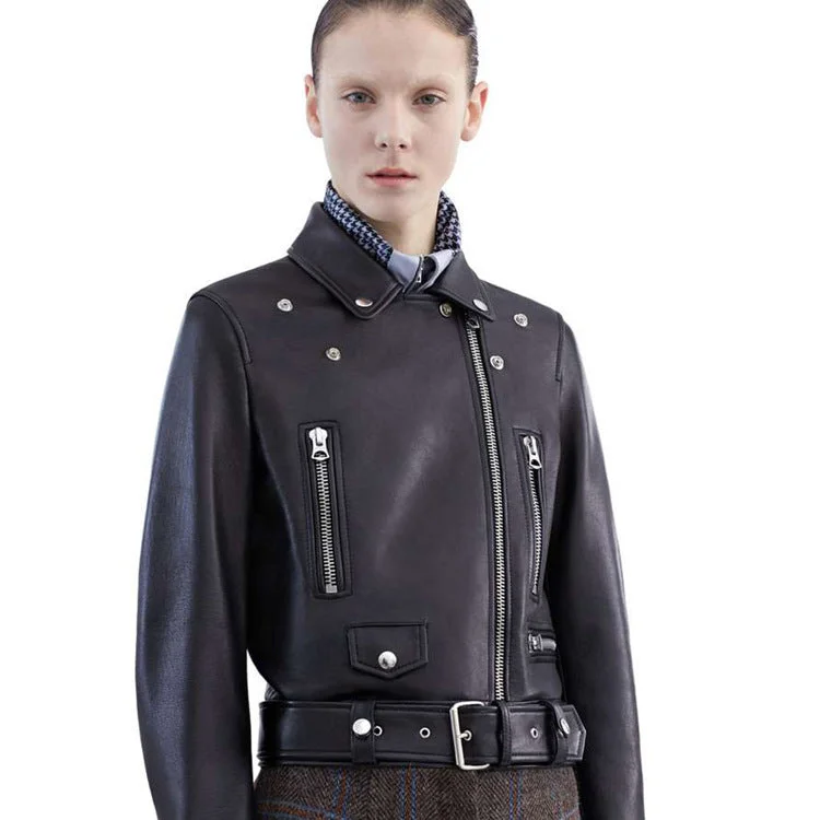 Motorcycle leather coat Minimalist Wool Duster