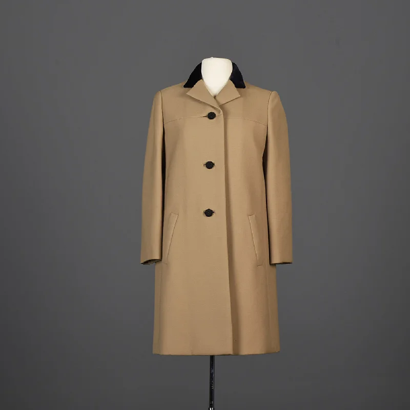 Classic George Halley Winter Coat with Velvet Collar Belted Crossover Blazer