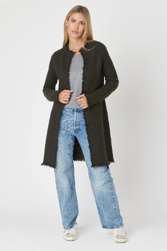 COCO Mandarin Coatigan - Loden Soft Flannel Shacket