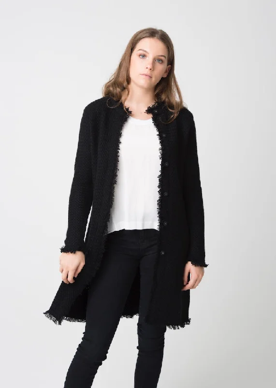 COCO Mandarin Coatigan - Black High-Collar Puffer Coat