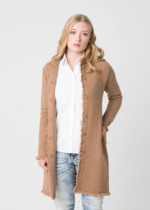 COCO Mandarin Coatigan - Camel Boho Fringe Cardigan