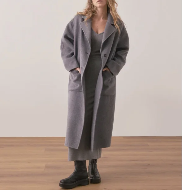 Colette Oversized Longline Coat - Grey Heather Luxury Cashmere Wrap