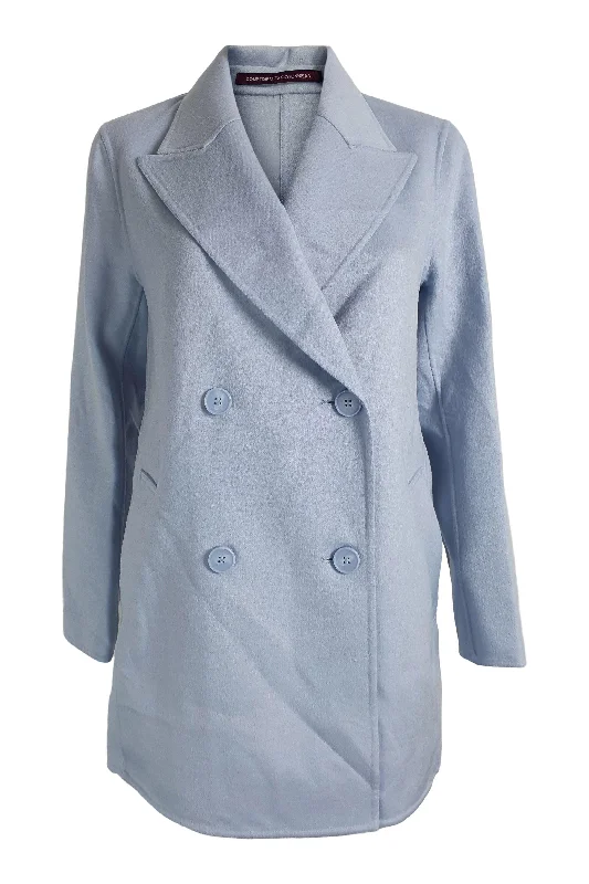 COMPTOIR DES COTONNIERS Wool and Silk Blend Heather Blue Lintot Pea Coat (FR 42) Cozy Knitted Poncho COMPTOIR DES COTONNIERS Wool and Silk Blend Heather Blue Lintot Pea Coat (FR 42) Cozy Knitted Poncho