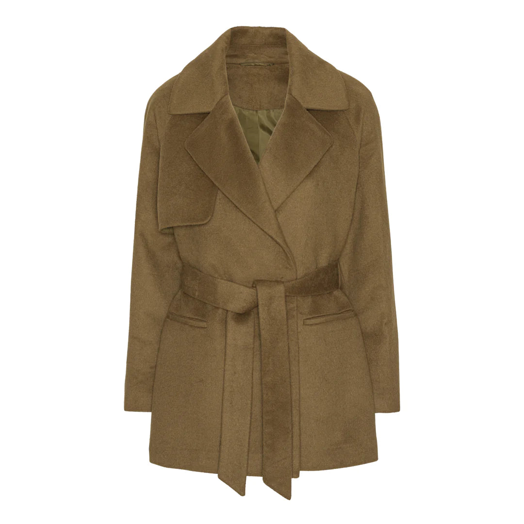 2nd Lana Kangaroo Wool Belted Coat Soft Thermal Overcoat
