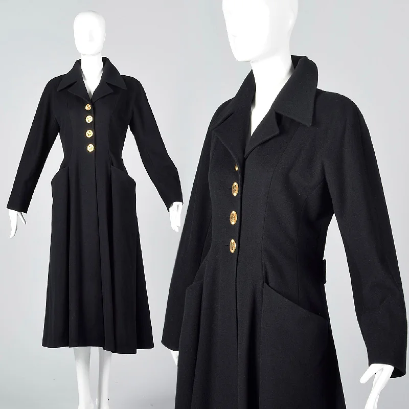 Extraordinary Chanel Black Cashmere Princess Coat with Clover Buttons Double-Breasted Trench Extraordinary Chanel Black Cashmere Princess Coat with Clover Buttons Double-Breasted Trench