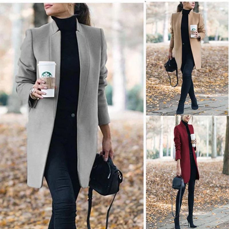 Fashion Solid Color Stand Collar Woolen Coat Puffy Insulated Vest