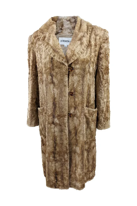 Iceberg Vintage Blonde Faux Fur Old Hollywood Style Coat, 1990s Recycled Down Jacket