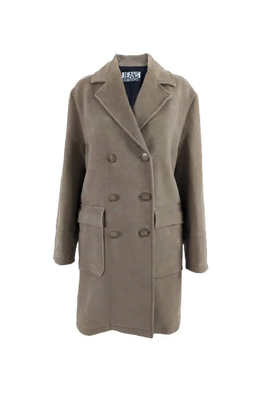 Iceberg Vintage Womens Velvet Pea Coat, 1990s Quilted Hybrid Jacket