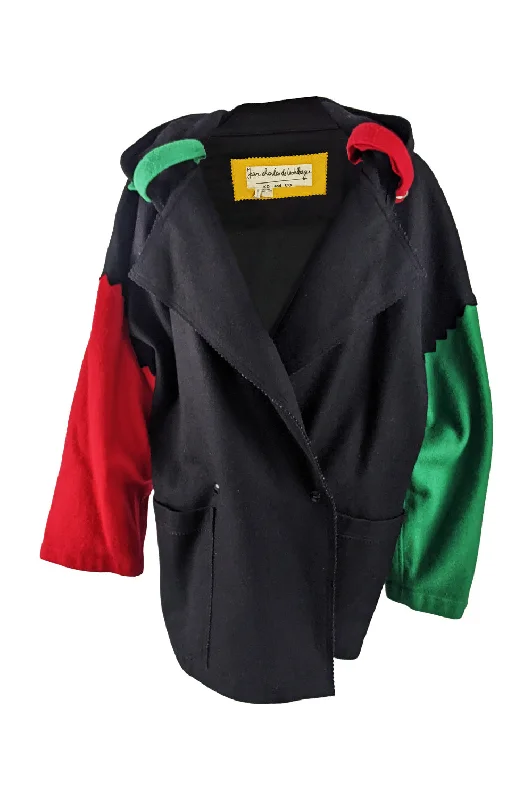 JC de Castelbajac Vintage Ko & Co Oversized Wool Coat, 1980s Drape Front Waterfall Coat