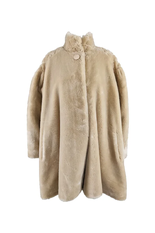 Vintage Oversized Blonde Faux Fur Trapeze Coat, 1980s Cozy Fleece Hoodie