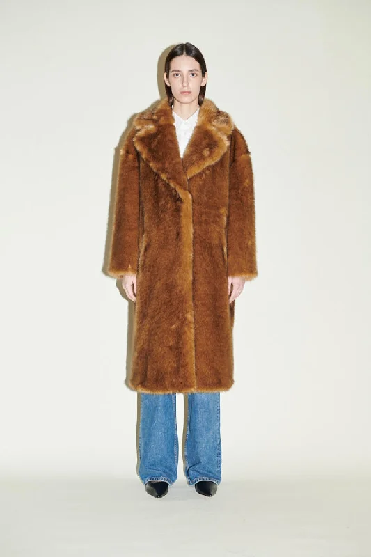 Katie Honey Faux Fur Coat High-Collar Puffer Coat