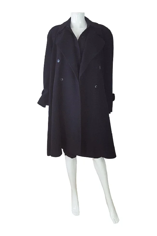 KL by KARL LARGERFELD Vintage Black Wool Opera Coat (14) Classic Riding Jacket