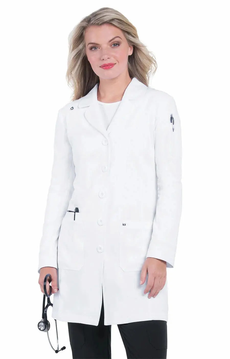 Koi Women's Her Everyday Lab Coat - White Structured Wool Blazer
