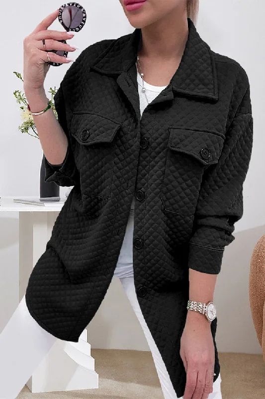 Long Sleeve Button Down Lapel Coat Outerwear With Pockets Lightweight Utility Jacket