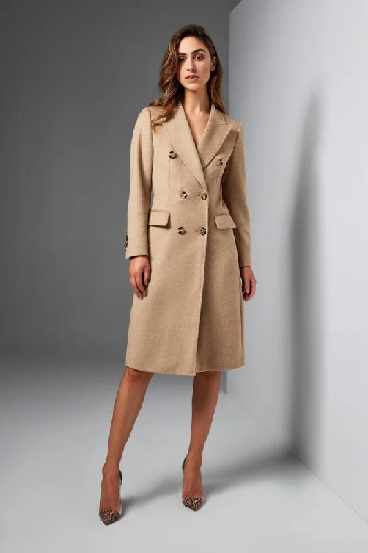 Loren Coat - Lt Camel Wool Cashmere Hooded Puffer Anorak