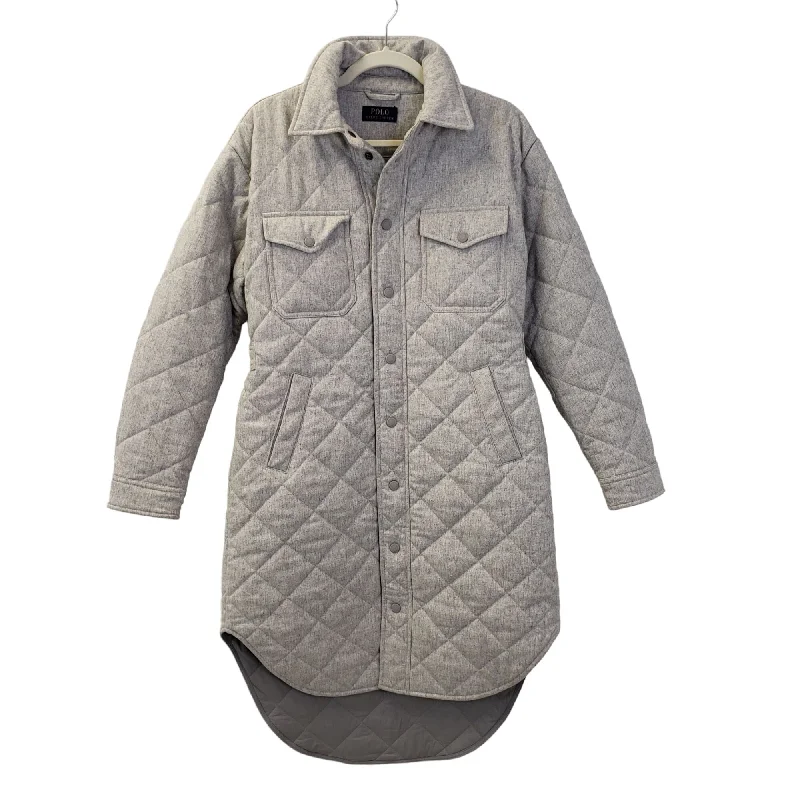 Polo Ralph Lauren Wool Blend Long Quilted Coat Size Medium (est) Functional Travel Jacket
