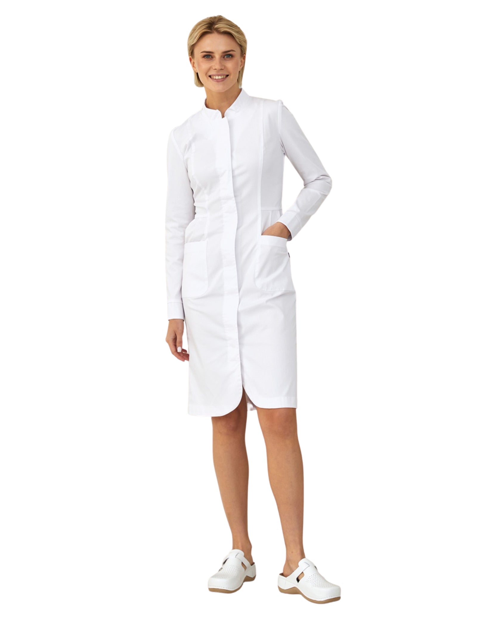 Treat in Style Women's Elegant Lab Coat - White Quilted Puffer Jacket