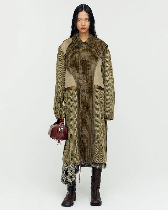 UNISEX INSIDE-OUT WOOL COAT awa641u(BROWN) Belted Wool Overcoat