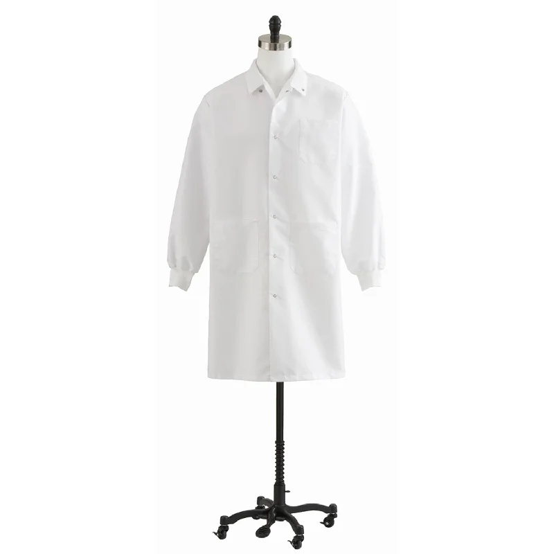 Unisex Knit Cuff Knee Length Lab Coat Quilted Puffer Jacket