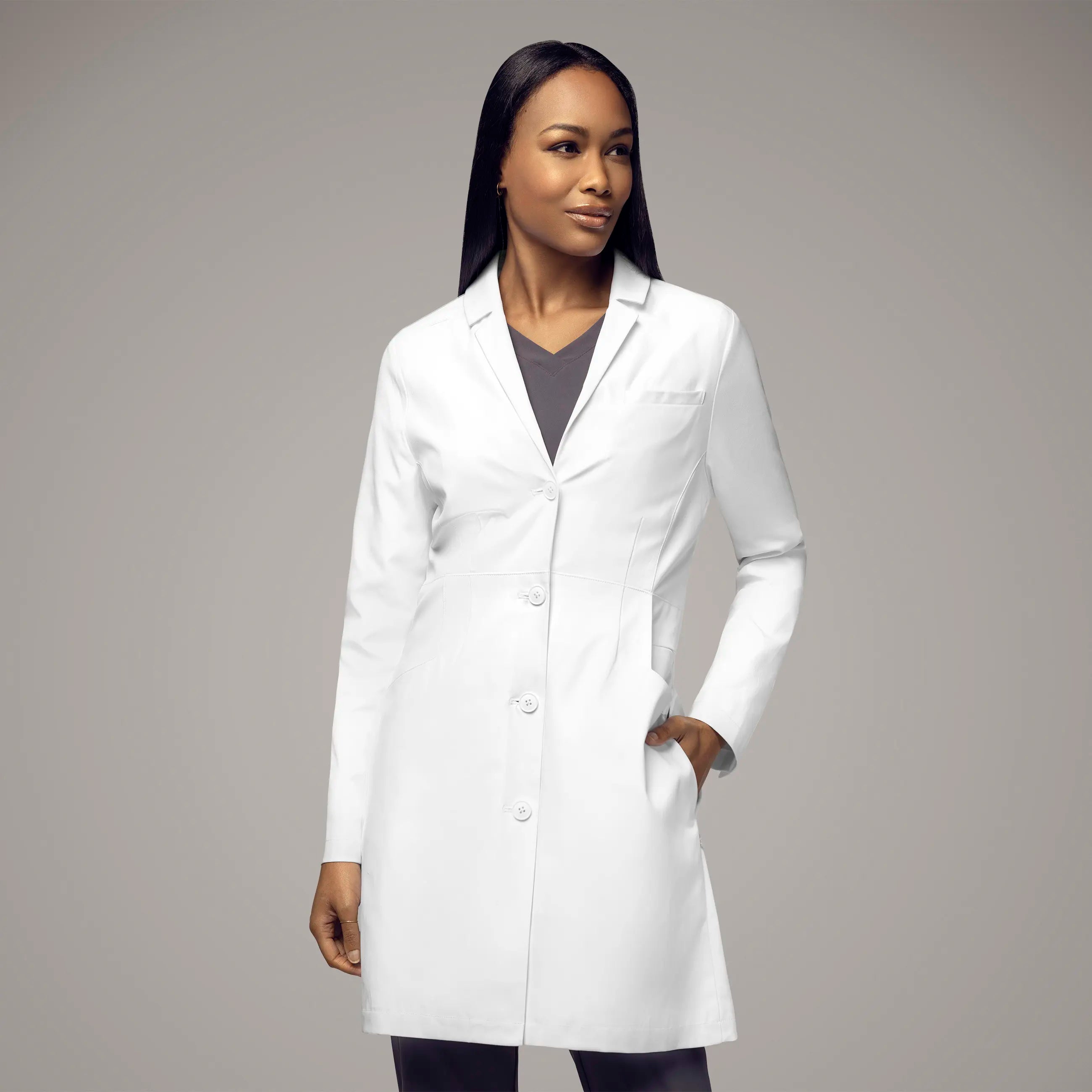 Wink Women's 35 Inch Doctors Coat - White Polished Tailored Coat