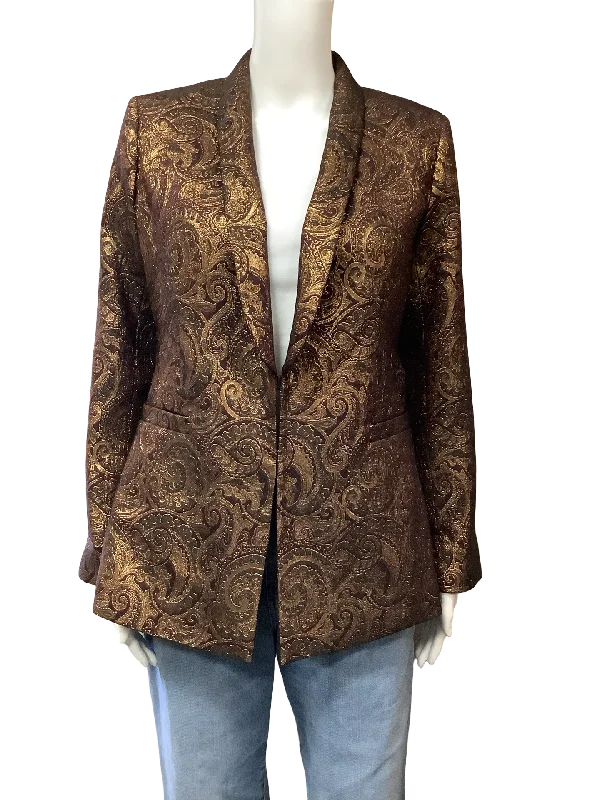Alice + Olivia Gold Print Blazer W/Tags Size 6 Women's Plaid Suit