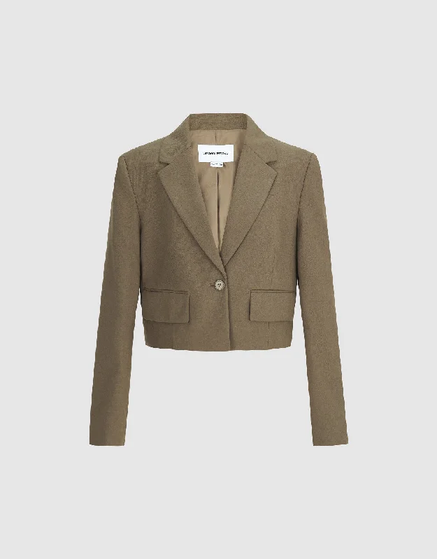 Cropped Notch Lapel Blazer Women's Trendy Blazer
