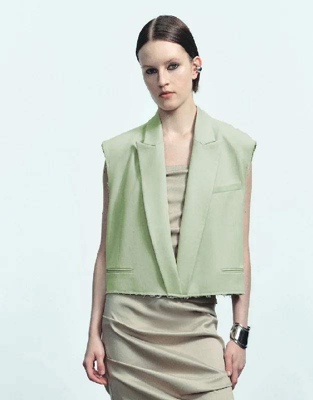 Cropped Peaked Lapel Blazer Women's Vintage Jacket