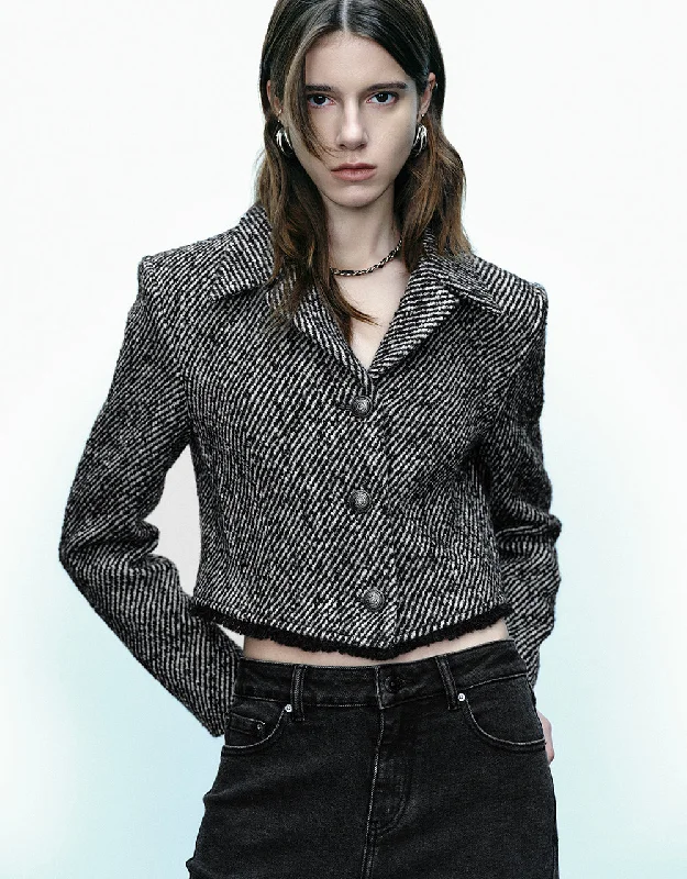 Cropped Woolen Blazer Slimming Women's Blazer