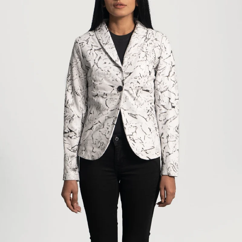 Donna Blake White Leather Blazer High-End Women's Suit