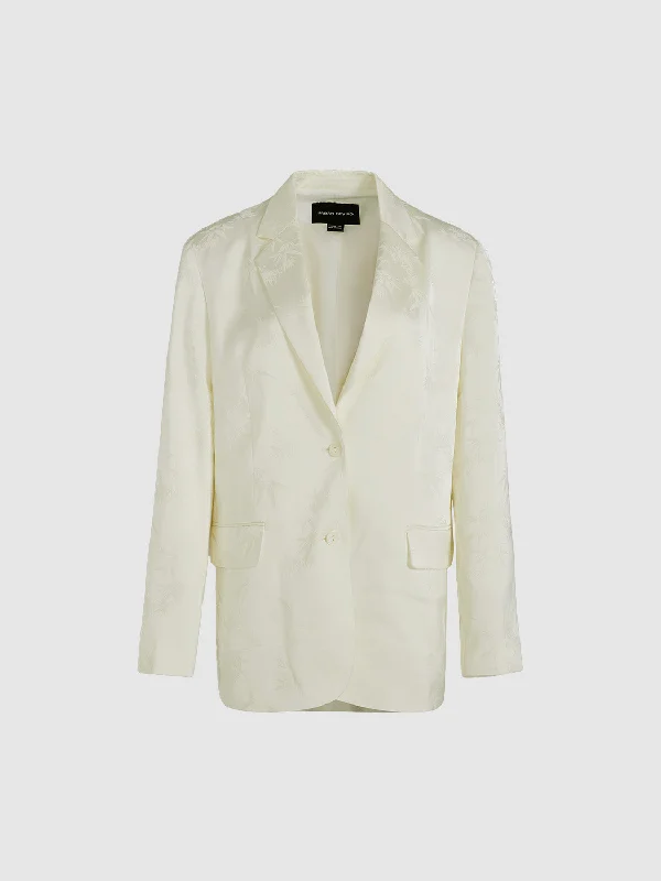 Embossed Notch Lapel Loose Blazer Women's Party Jacket