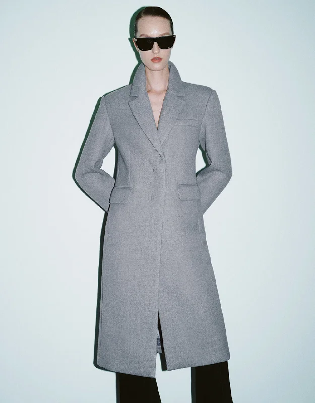 Notch Lapel Blazer Coat Cotton Blend Blazer