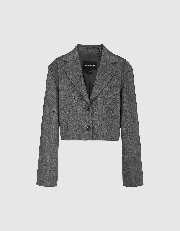 Notch Lapel Cropped Blazer Women's Trendy Jacket