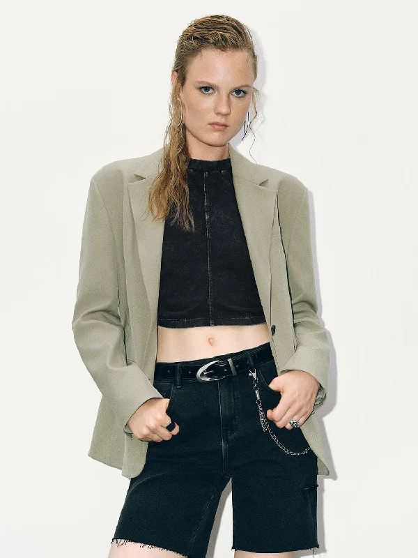 Notch Lapel Loose Blazer Women's Banquet Suit