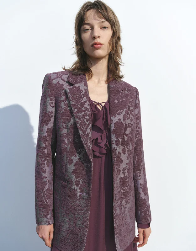 Notch Lapel Printed Blazer Women's Fashion Blazer