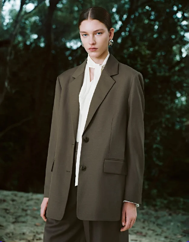 Notch Lapel Straight Blazer Women's Handmade Blazer