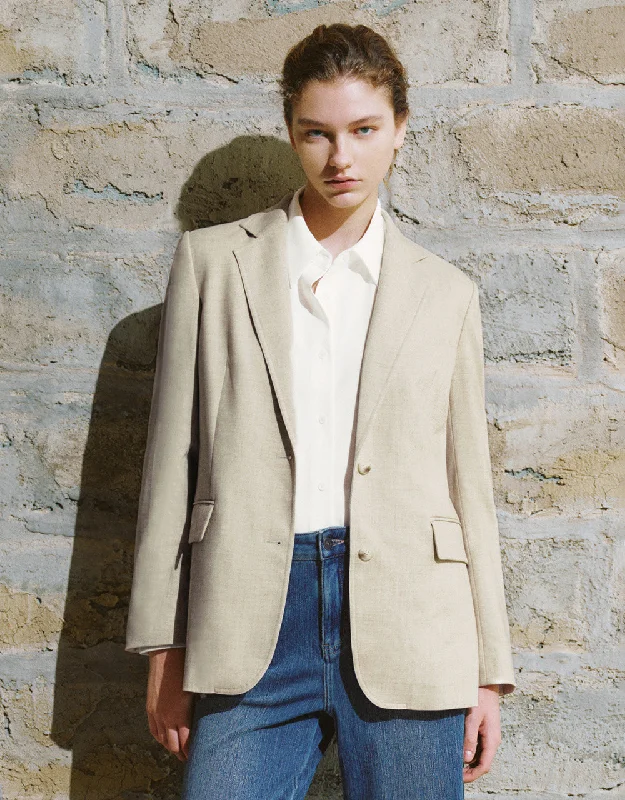 Notch Lapel Tailored Blazer Women's Vintage Suit
