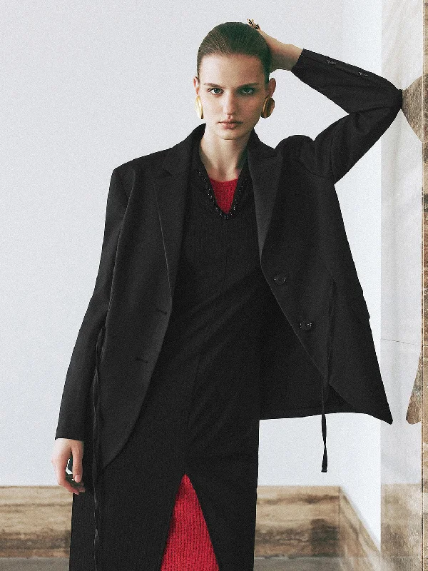 Notched Collar Blazers Women's Stripe Blazer