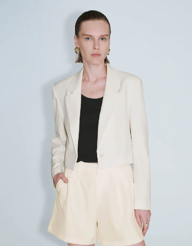 One Button Cropped Blazer Women's Fashion Blazer