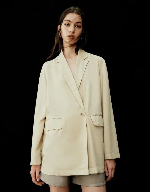 One Button Tailored Blazer Women's Elegant Suit