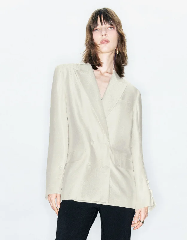 Peak Lapel Double Breasted Blazer Women's Unique Blazer